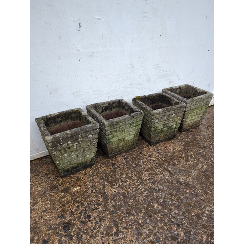 144 - Lot of 4 Concrete Garden Planters