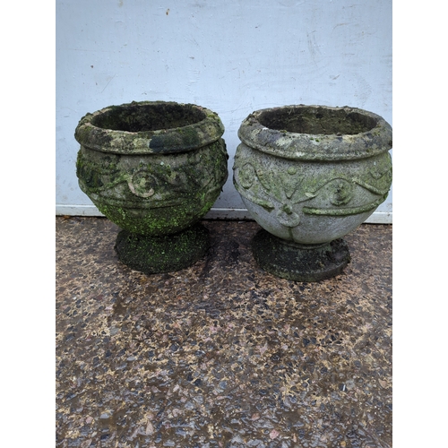 148 - Pair of Decorative Concrete Garden Planters