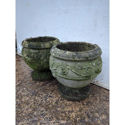 148 - Pair of Decorative Concrete Garden Planters