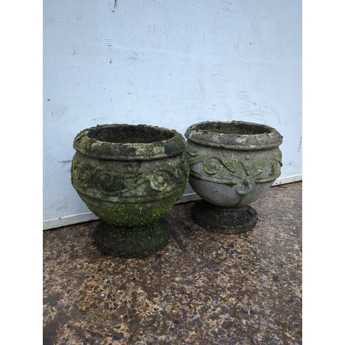 148 - Pair of Decorative Concrete Garden Planters