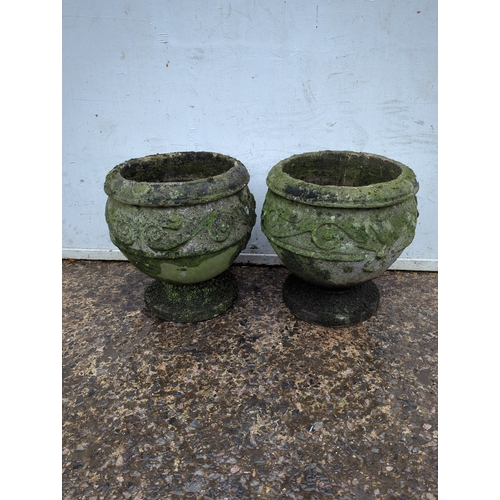 150 - Pair of Decorative Concrete Planters