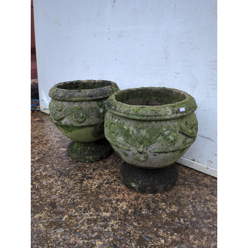 150 - Pair of Decorative Concrete Planters