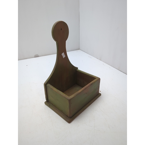 401 - Green Painted Wooden Wall Rack