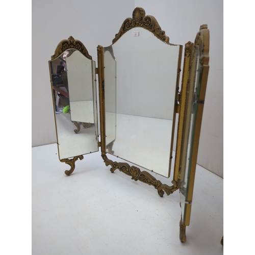 407 - Ornate Triptych Folding Mirror
