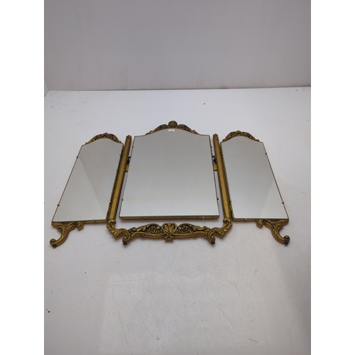 407 - Ornate Triptych Folding Mirror