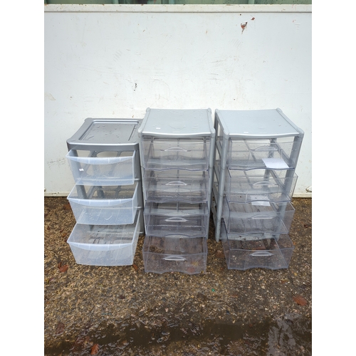 412 - Lot of 3 Plastic Storage Drawer Units
