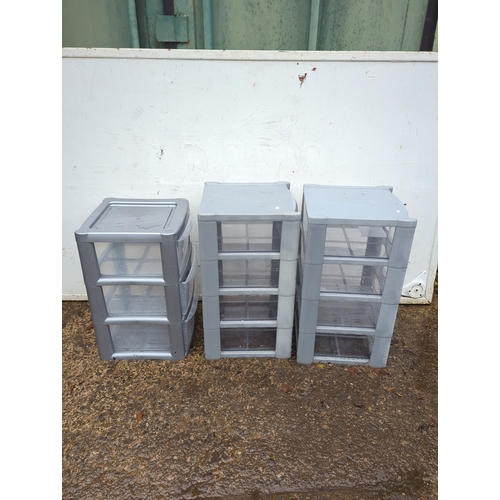412 - Lot of 3 Plastic Storage Drawer Units
