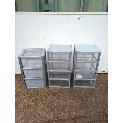 412 - Lot of 3 Plastic Storage Drawer Units