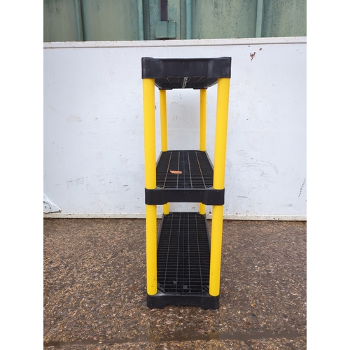 417 - Black and Yellow Plastic Shelving Unit