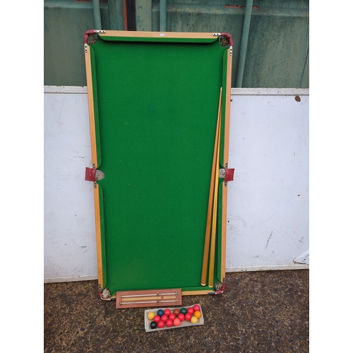 166 - Tabletop Billiards Set with Cues and Balls