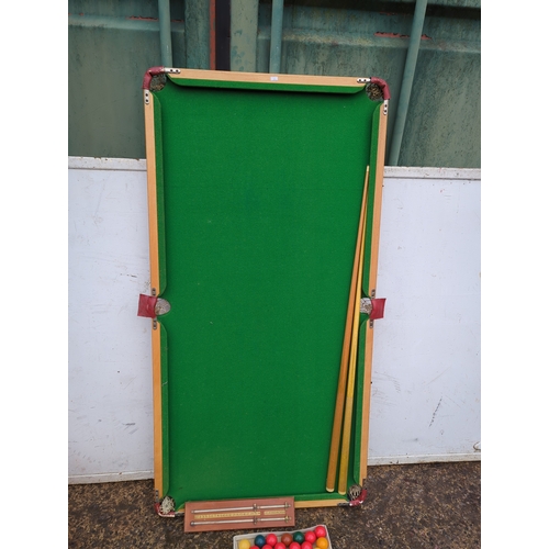 166 - Tabletop Billiards Set with Cues and Balls