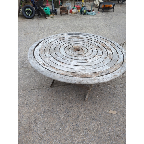 199 - Weathered Teak Round Outdoor Table