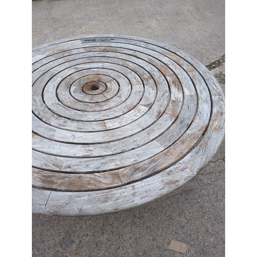 199 - Weathered Teak Round Outdoor Table