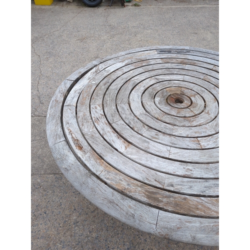 199 - Weathered Teak Round Outdoor Table