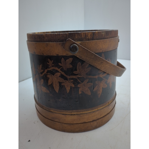 Oak Decorative Bucket with Floral Design