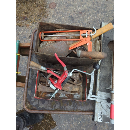 Job lot of tools including clamps and spanners