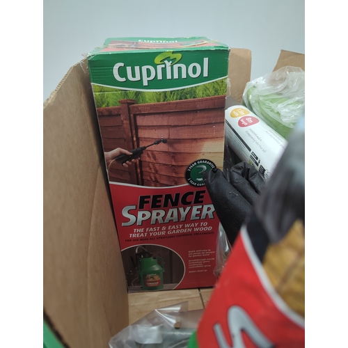16 - Job lot of garden supplies including Cuprinol Fence Sprayer
