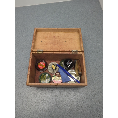 1817 - Pine Shoe Care Box with Polishes