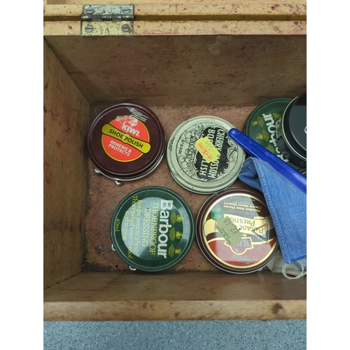 1817 - Pine Shoe Care Box with Polishes