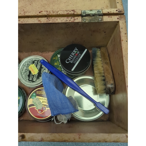 1817 - Pine Shoe Care Box with Polishes