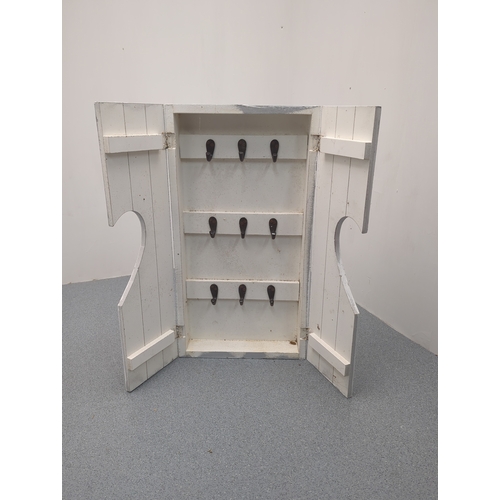 1857 - Painted Wall-Mounted Coat Rack with Heart Cutout