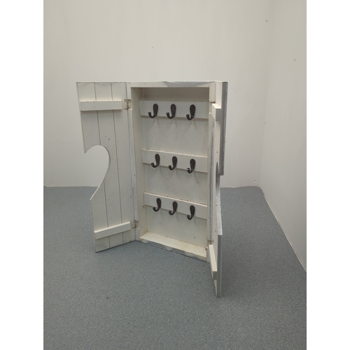 1857 - Painted Wall-Mounted Coat Rack with Heart Cutout