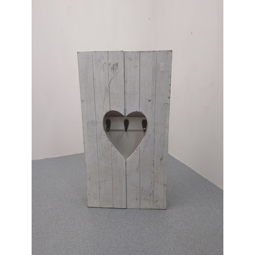 1857 - Painted Wall-Mounted Coat Rack with Heart Cutout