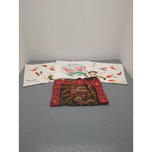 1898 - Selection of Decorative Textiles including Embroidered Cloth