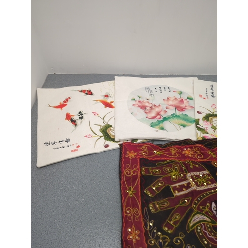 1898 - Selection of Decorative Textiles including Embroidered Cloth