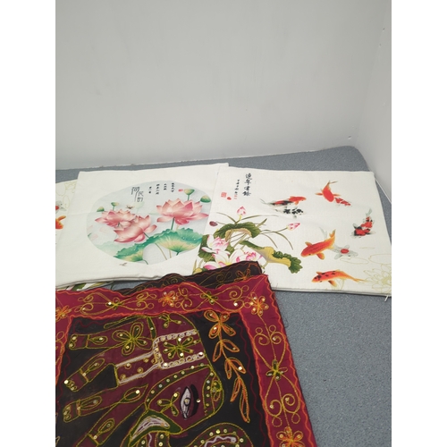 1898 - Selection of Decorative Textiles including Embroidered Cloth