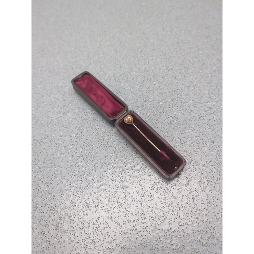 1933 - Heart-Shaped Stick Pin with Case - Marked 18 Karat