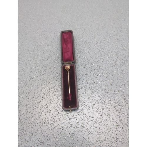 1933 - Heart-Shaped Stick Pin with Case - Marked 18 Karat