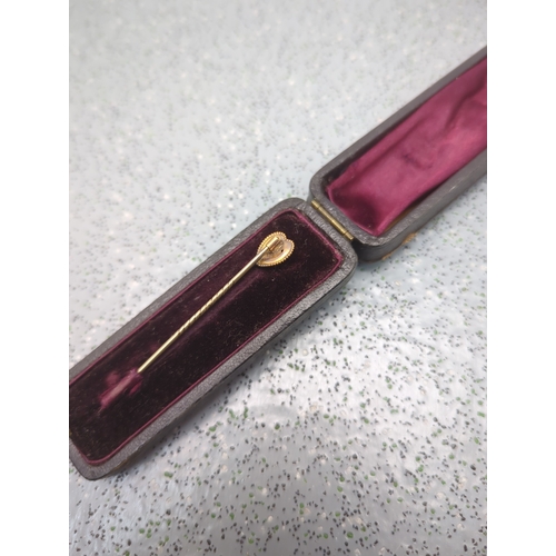 1933 - Heart-Shaped Stick Pin with Case - Marked 18 Karat