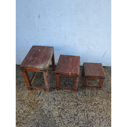 2225 - Lot of 3 Wooden Nesting Stools