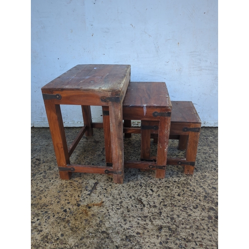 2225 - Lot of 3 Wooden Nesting Stools