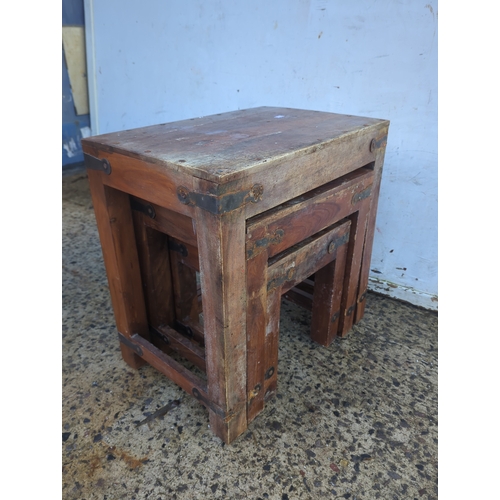2225 - Lot of 3 Wooden Nesting Stools