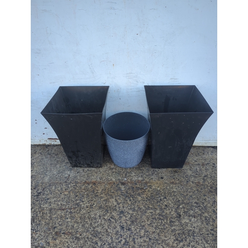 334 - Lot of 3 Metal Planters