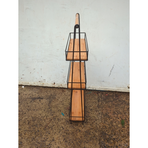 621 - Metal Framed and Pine Modern Shoe Rack