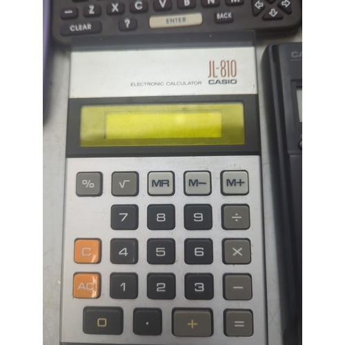 1523 - Lot of 5 Calculators including Casio FX-83WA and J-810