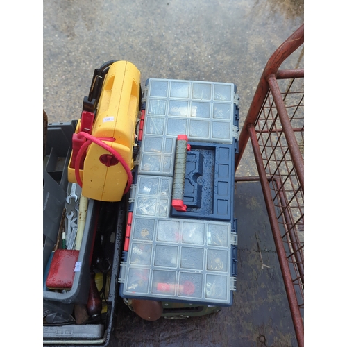 Job lot of tools including Curver toolbox