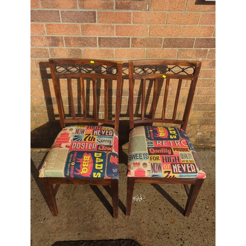 411 - Lot of 2 Vintage Fabric Patterned Chairs