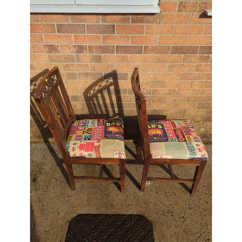 411 - Lot of 2 Vintage Fabric Patterned Chairs