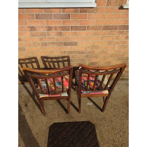 411 - Lot of 2 Vintage Fabric Patterned Chairs
