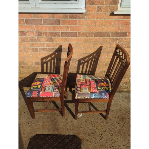 411 - Lot of 2 Vintage Fabric Patterned Chairs