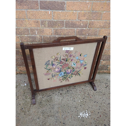 414 - Embroidered fire screen