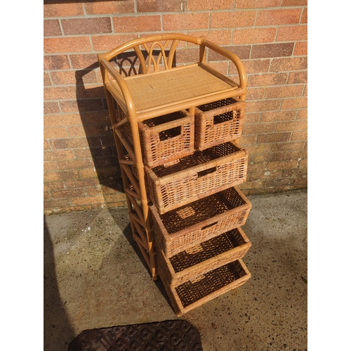421 - Wicker Storage Unit with 6 Baskets