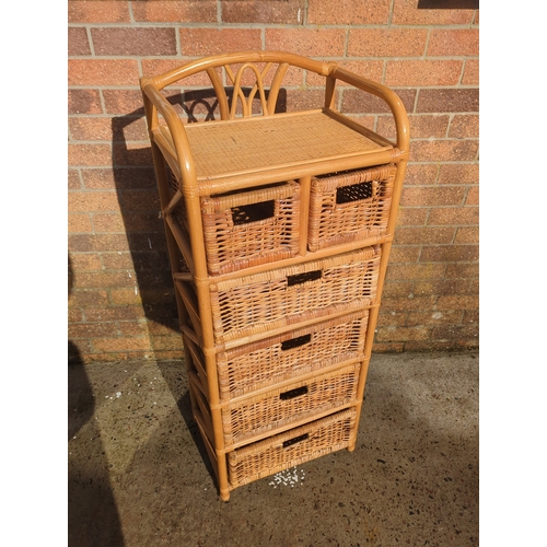 421 - Wicker Storage Unit with 6 Baskets