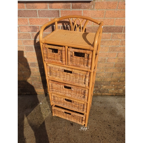 421 - Wicker Storage Unit with 6 Baskets
