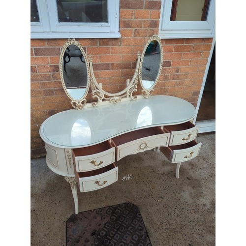 424 - Ornate Dressing Table with Triple Mirror