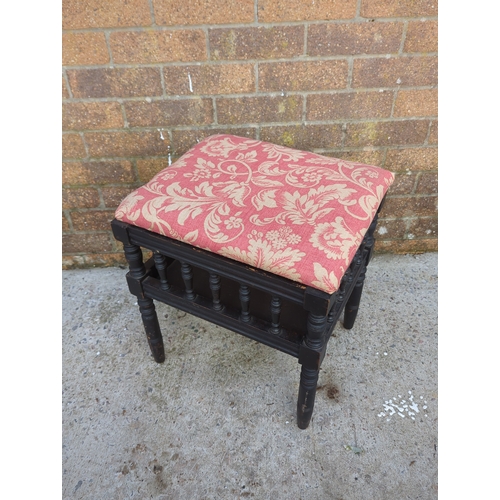 432 - Upholstered Stool with Decorative Fabric